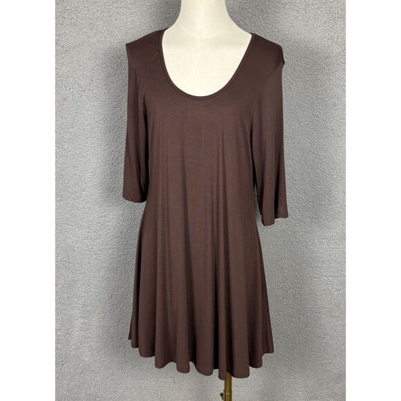 24seven Comfort Apparel Women's Elbow Sleeve Swing Tunic Size XL Brown NWT's. - Picture 1 of 8